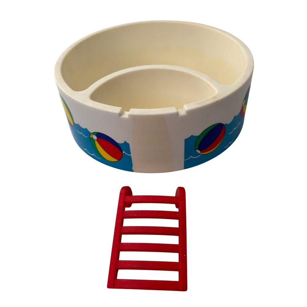 Avon Vintage Plastic Swimming Pool Snack Bowl Beach Ball Nursery Kids Red Ladder